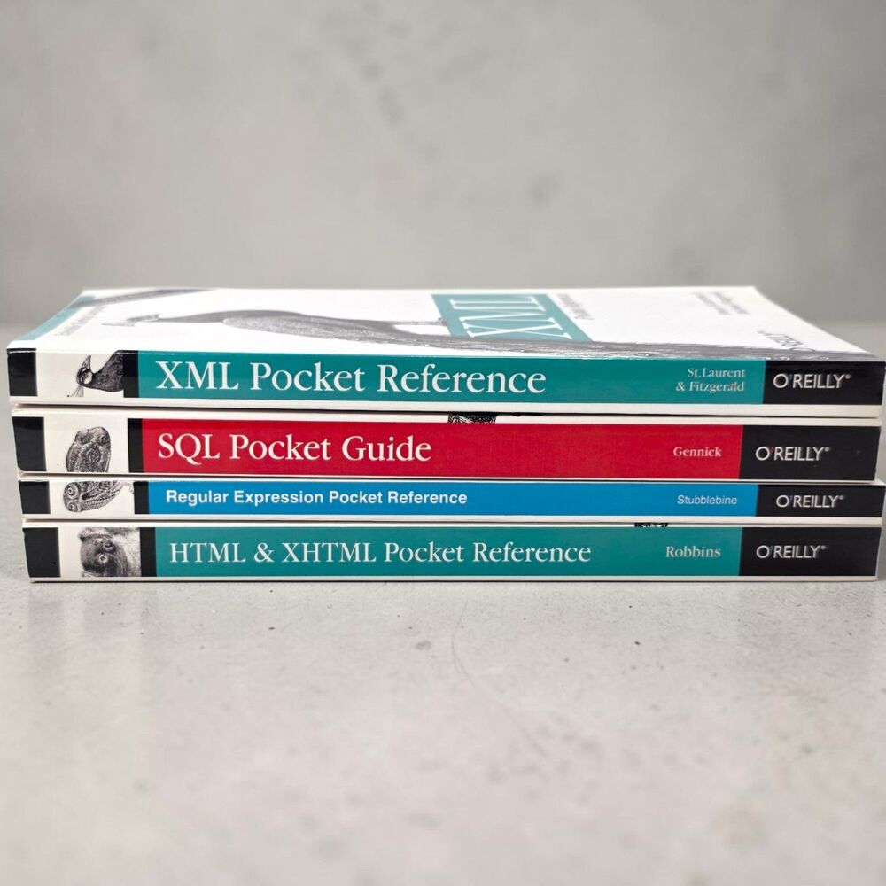 O'Reilly Pocket Reference Book Lot 4 SQL XML HTML XHTML Regex Programming Guide - Picture 3 of 11